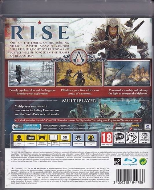 Assassins Creed III - PS3 (B Grade) (Genbrug)